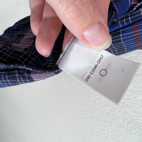 Apiece Apart Medina Top Size 0 Blue Purple Plaid Tie Mock Neck Sleeveless Blouse - Picture 6 of 13